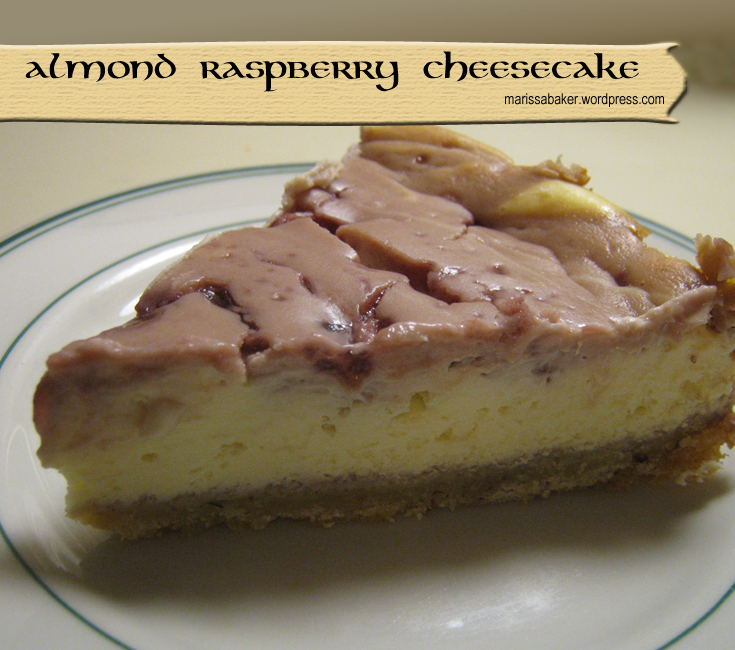 Almond Raspberry Cheesecake recipe by marissabaker.wordpress.com