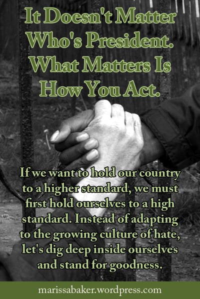 click to read article, "It Doesn't Matter Who's President. What Matters Is How You Act" | marissabaker.wordpress.com