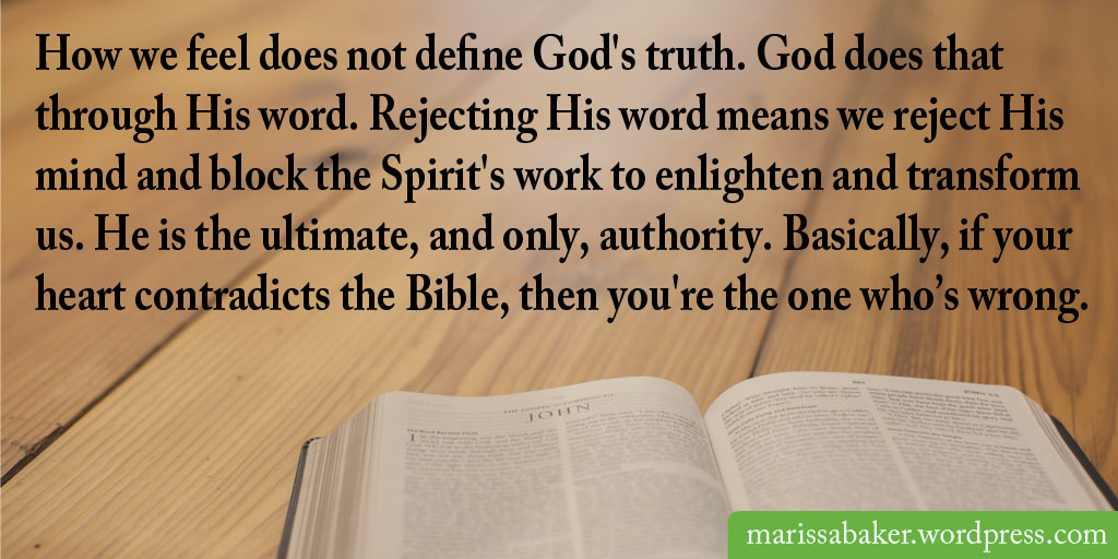 click to read article, "Our Feelings Don't Define God's Truth" | marissabaker.wordpress.com