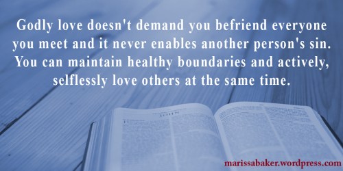 click to read article, "Healthy Christian Boundaries and Loving People You Don't Like" | marissabaker.wordpress.com