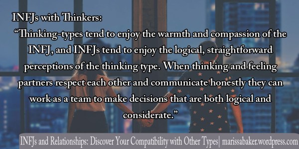 INFJs and Relationships: Discover Your Compatibility with Other Types. Guest post by Susan Storm at marissabaker.wordpress.com