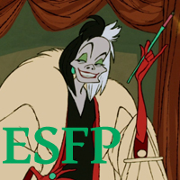Cruella de Vil - ESFP. Visit marissabaker.wordpress.com for more Disney villain types