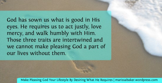Make Pleasing God Your Lifestyle By Desiring What He Requires | marissabaker.wordpress.com