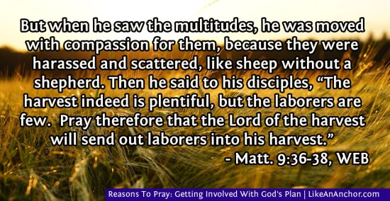 Reasons To Pray: Getting Involved With God's Plan | LikeAnAnchor.com