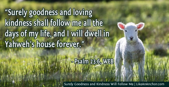 Surely Goodness and Kindness Will Follow Me | LikeAnAnchor.com