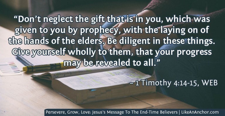 Persevere, Grow, Love: Jesus's Message To The End-Time Believers | LikeAnAnchor.com