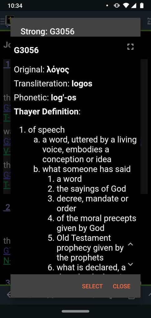 screenshot of MySword Thayer's Dictionary for G3056