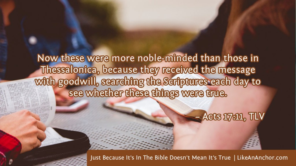 Image of people sitting at a table studying Bibles overlaid with text from Acts 17:11, TLV version: "Now these were more noble-minded than those in Thessalonica, because they received the message with goodwill, searching the Scriptures each day to see whether these things were true."